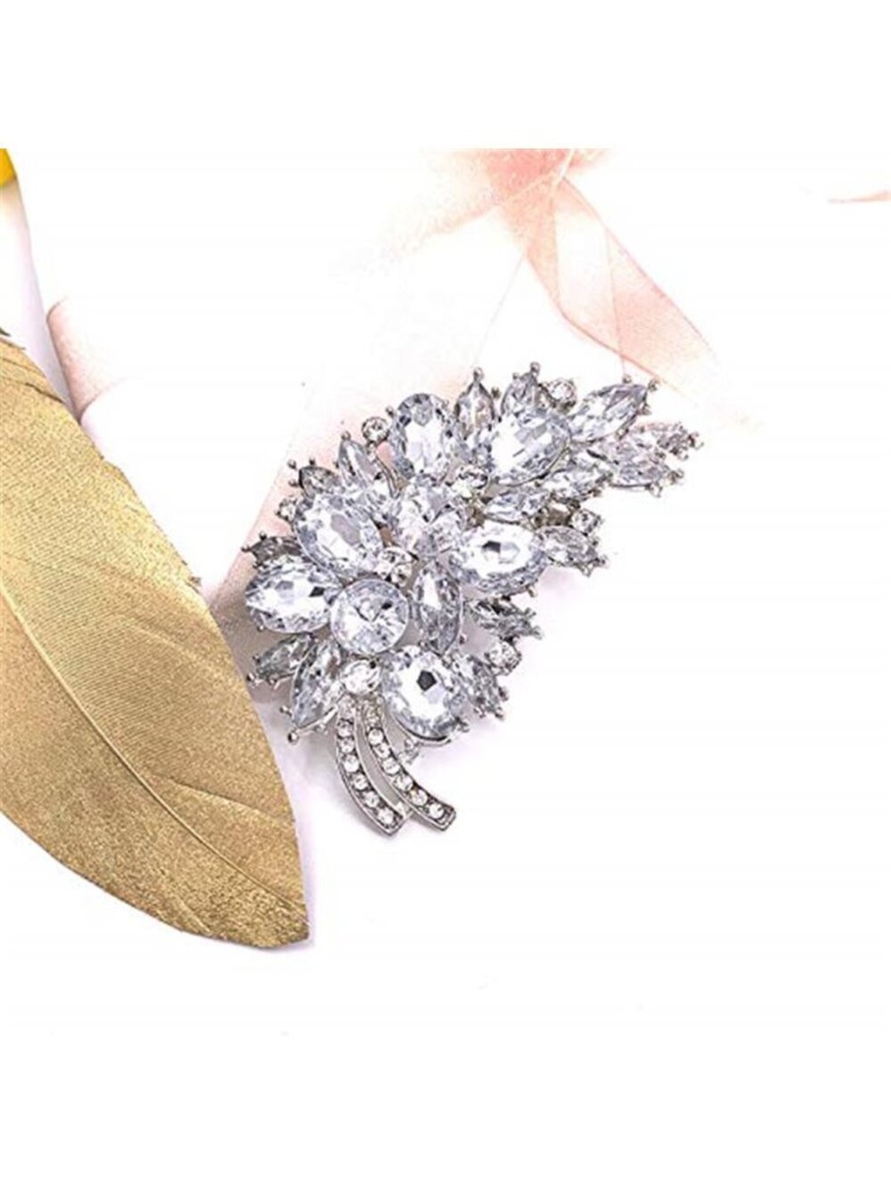 Vintage Green Austrian Crystal Flower Leaf Bouquet Clusters Large Big - Picture 3 of 6